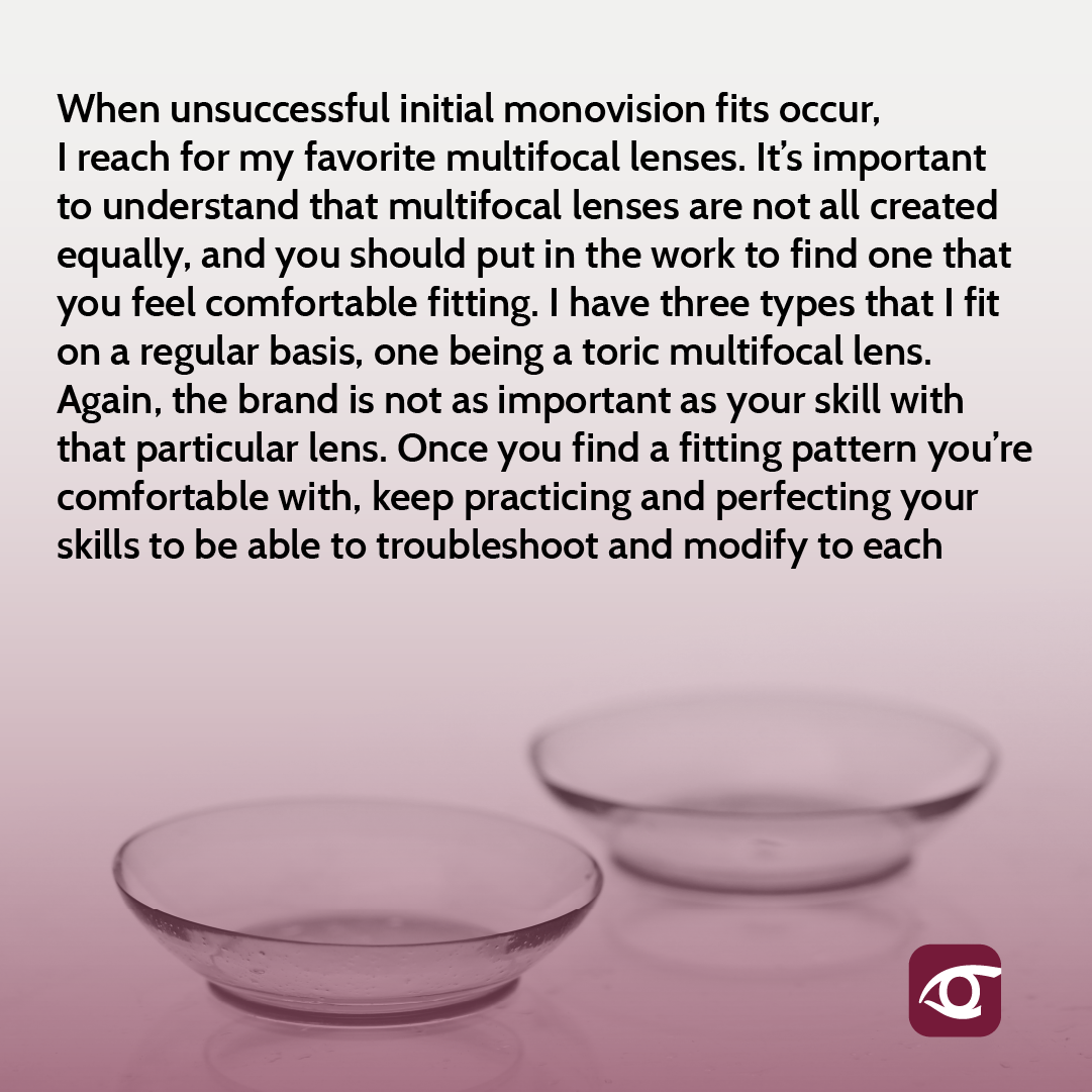 Multifocal Contact Lenses vs. Monovision How Do We Decide?